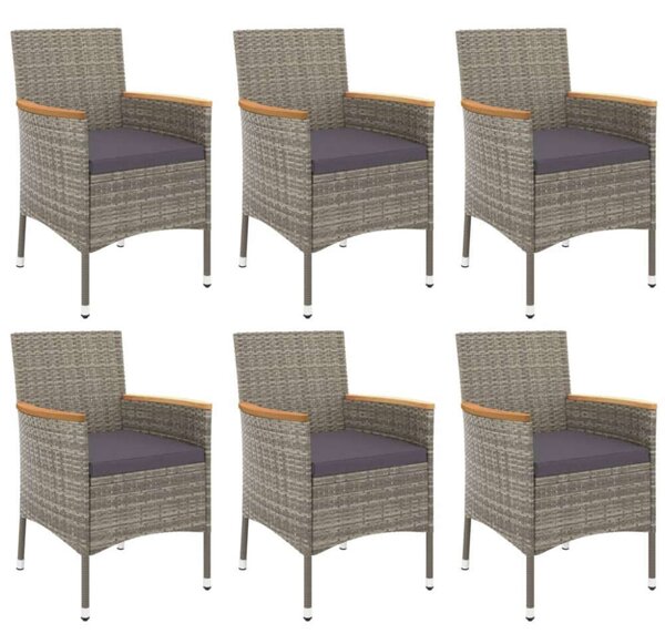 VidaXL 7 részes szürke polyrattan kerti étkezőgarnitúra párnával