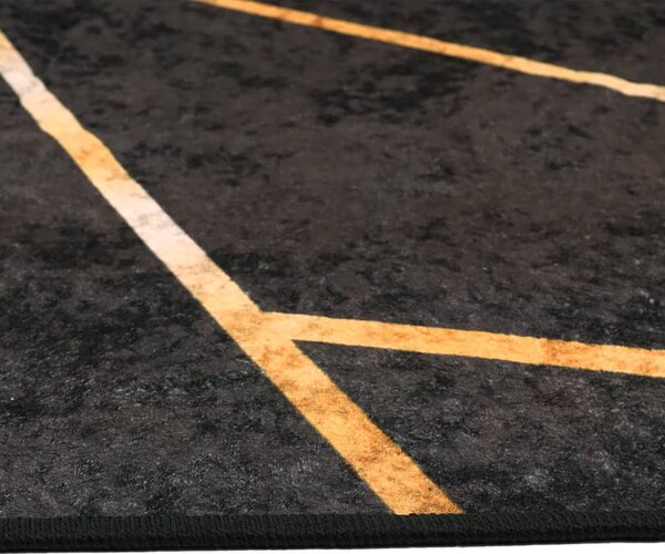 Fekete-arany mosható csúszásgátló szőnyeg 80 x 300 cm