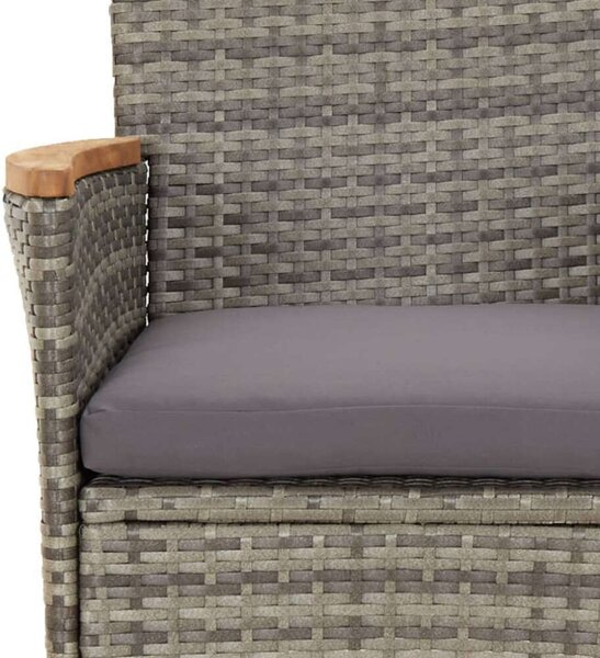 VidaXL 7 részes szürke polyrattan kerti étkezőgarnitúra párnával
