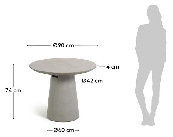 Itai beton kerti étkezőasztal, ⌀ 90 cm - Kave Home