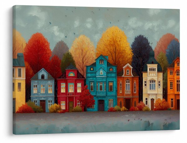 Kép - Festett őszi város (70x50 cm)