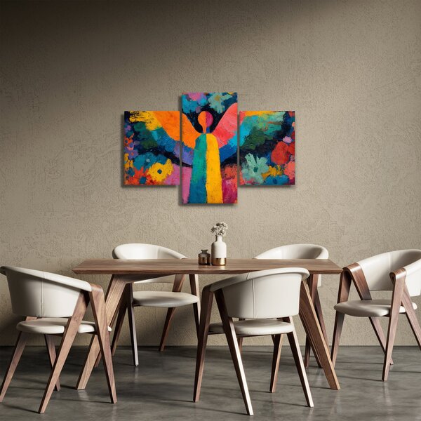 Kép - Absztrakt angyal virágokkal (90x60 cm)