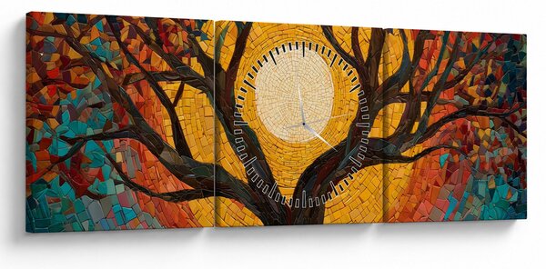 Kép - Nap az élet fájának koronájában (órával) (90x30 cm)