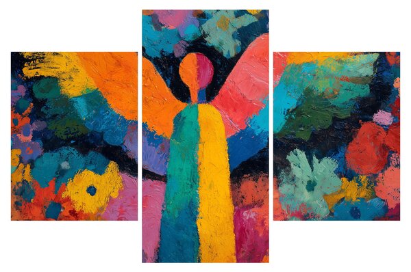 Kép - Absztrakt angyal virágokkal (90x60 cm)