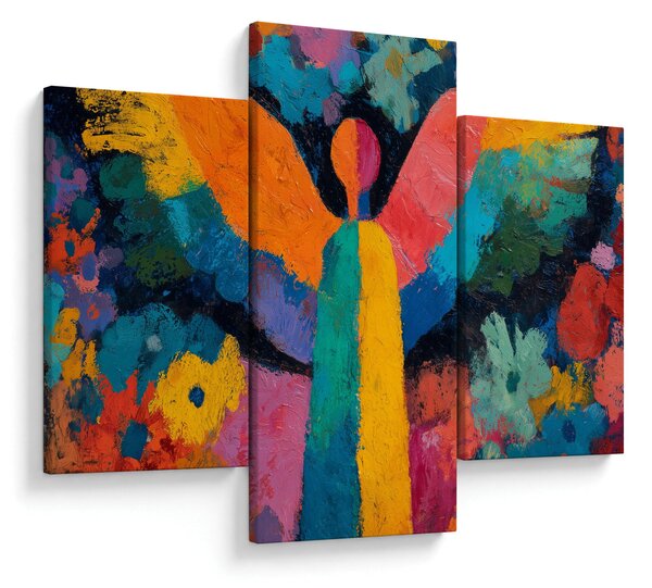 Kép - Absztrakt angyal virágokkal (90x60 cm)