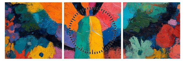 Kép - Absztrakt angyal virágokkal (órával) (90x30 cm)