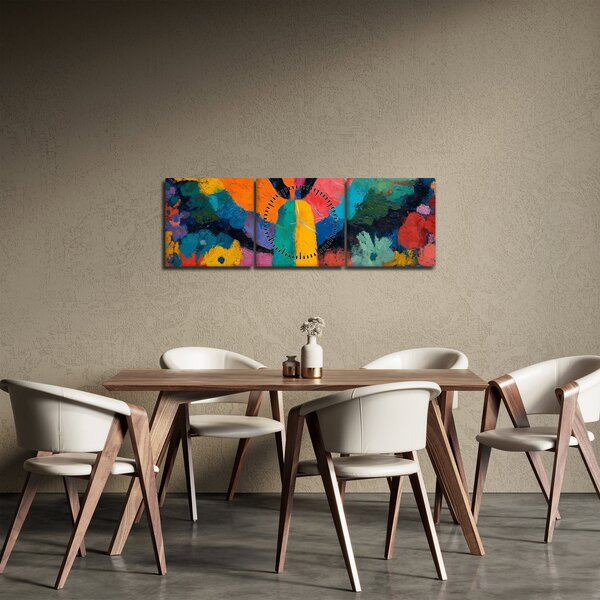 Kép - Absztrakt angyal virágokkal (órával) (90x30 cm)