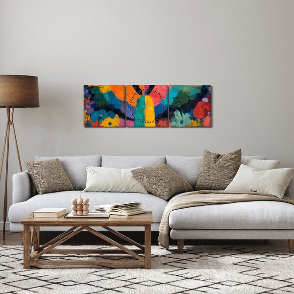 Kép - Absztrakt angyal virágokkal (órával) (90x30 cm)