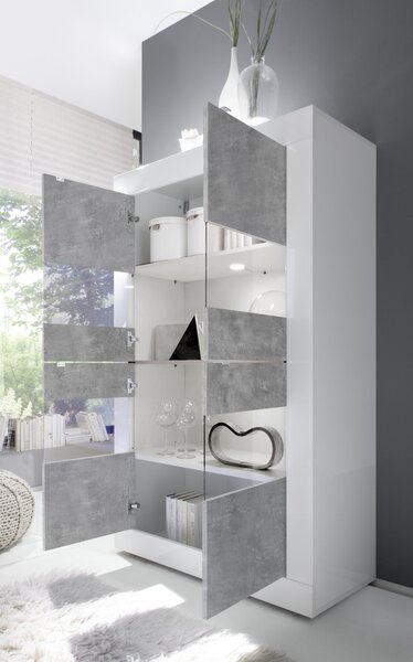 Basic magas vitrin, beton szürke