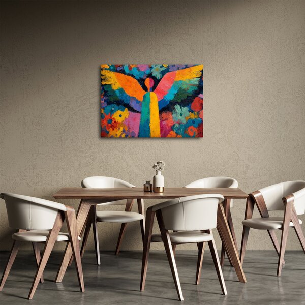 Kép - Absztrakt angyal virágokkal (70x50 cm)