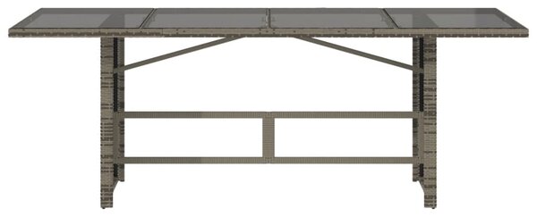 Szürke polyrattan üveglapos kerti asztal 190 x 80 x 75 cm