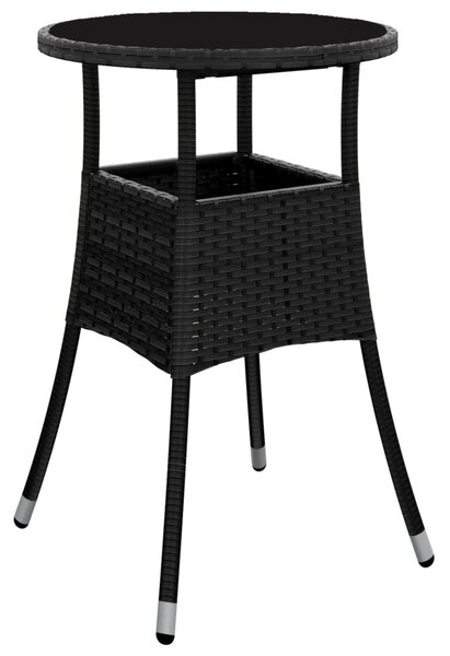 5 részes fekete polyrattan kerti bisztrógarnitúra párnákkal