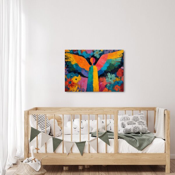 Kép - Absztrakt angyal virágokkal (70x50 cm)
