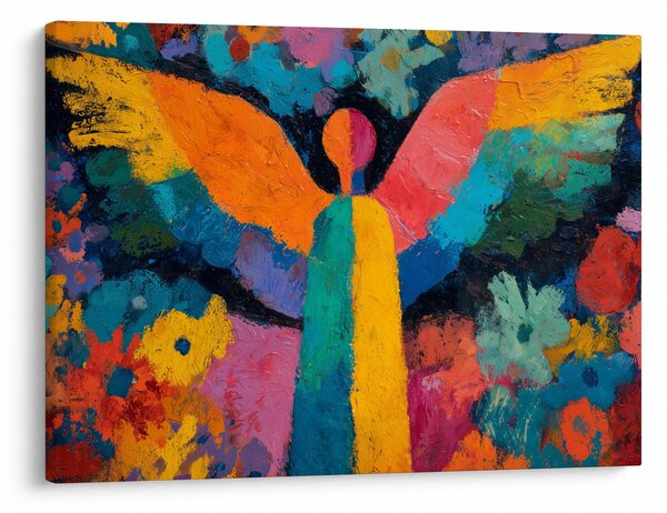 Kép - Absztrakt angyal virágokkal (70x50 cm)