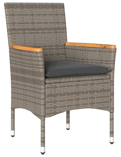 5 részes szürke polyrattan/üveg kerti étkezőgarnitúra párnával