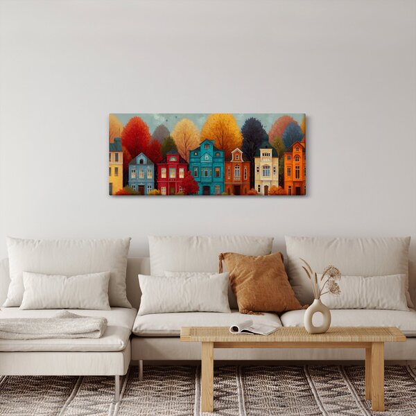 Kép - Festett őszi város (120x50 cm)