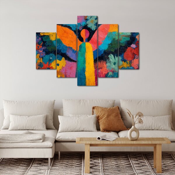 Kép - Absztrakt angyal virágokkal (150x105 cm)