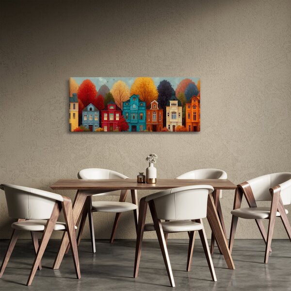 Kép - Festett őszi város (120x50 cm)