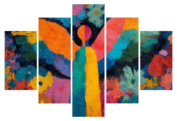Kép - Absztrakt angyal virágokkal (150x105 cm)
