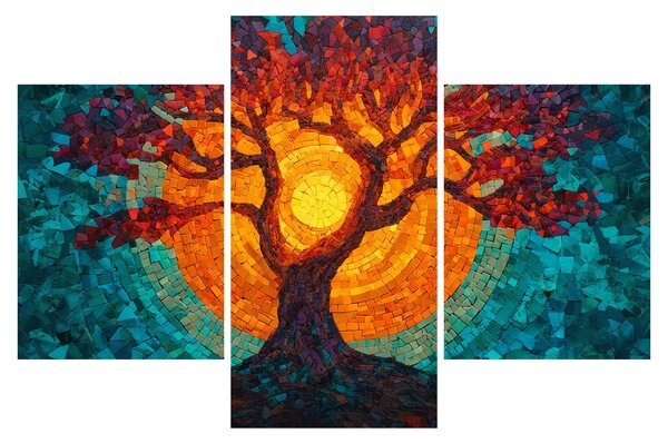 Kép - Az élet fája és a nap mozaikban (90x60 cm)