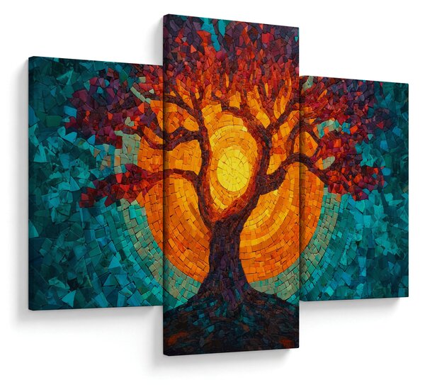 Kép - Az élet fája és a nap mozaikban (90x60 cm)