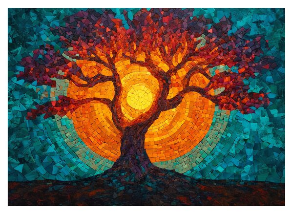 Kép - Az élet fája és a nap mozaikban (70x50 cm)
