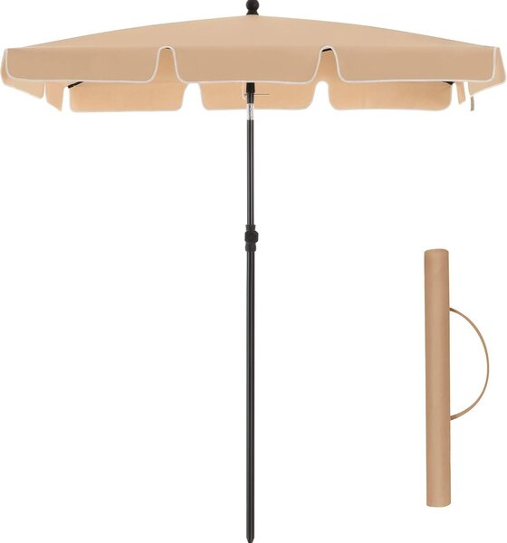 SONGMICS napernyő teraszra, kertbe vagy strandra, 2 irányba dőlhető, UV-védelem UPF 50+, 180x125 cm, taupe barna