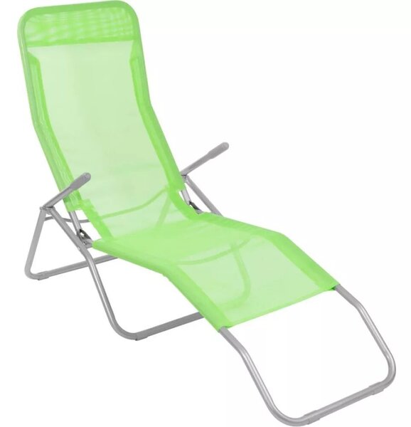 Strend Pro Jamaica napozóágy, 140 x 60 x 95 cm, zöld, összecsukható fémvázas kialakítás, állítható pozícióval, légáteresztő hálós fekvőfelülettel