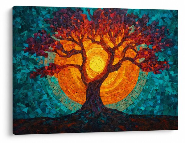 Kép - Az élet fája és a nap mozaikban (70x50 cm)