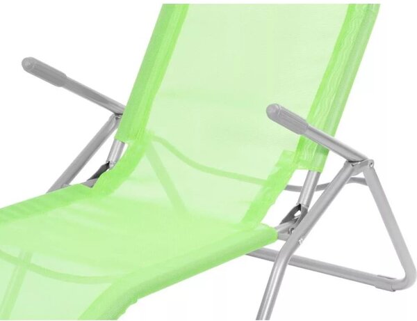 Strend Pro Jamaica napozóágy, 140 x 60 x 95 cm, zöld, összecsukható fémvázas kialakítás, állítható pozícióval, légáteresztő hálós fekvőfelülettel
