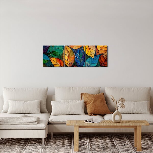 Kép - Levélmozaik (órával) (90x30 cm)