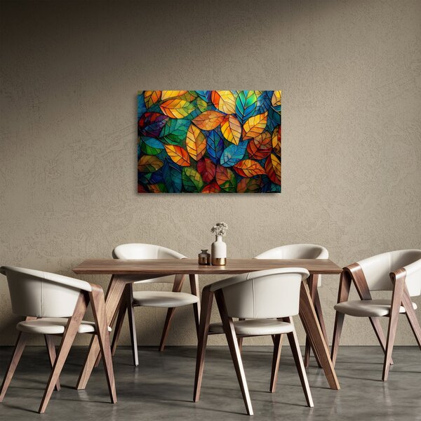 Üveg kép - Levélmozaik (70x50 cm)