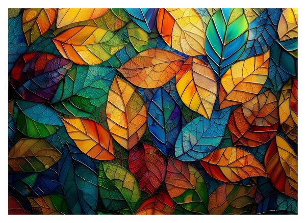Üveg kép - Levélmozaik (70x50 cm)