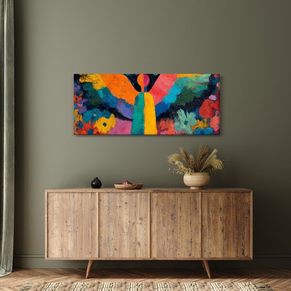 Kép - Absztrakt angyal virágokkal (120x50 cm)