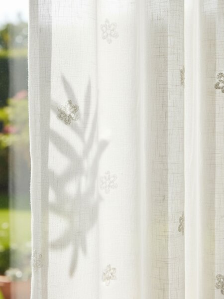 Sinsay - Függöny növényi mintával - fehér
