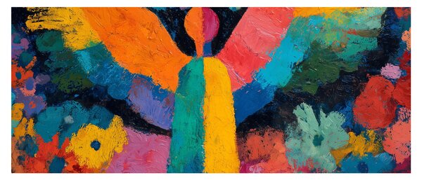 Kép - Absztrakt angyal virágokkal (120x50 cm)