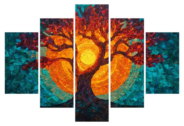 Kép - Az élet fája és a nap mozaikban (150x105 cm)