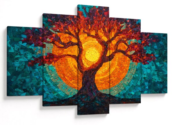 Kép - Az élet fája és a nap mozaikban (150x105 cm)