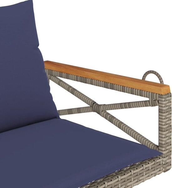Szürke polyrattan hintapad párnákkal 109 x 62 x 40 cm