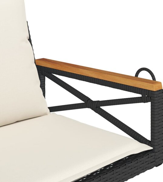 Fekete polyrattan hintapad párnákkal 63 x 62 x 40 cm