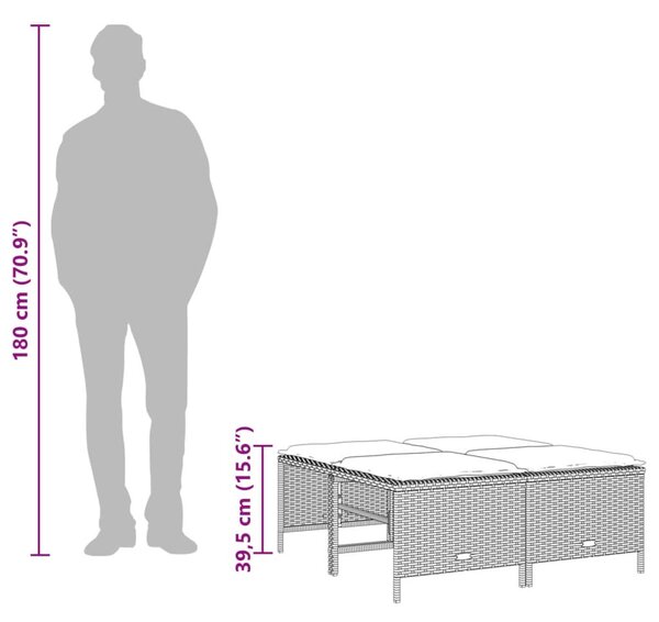4 db bézs polyrattan kerti szék párnákkal