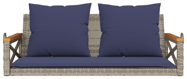 Szürke polyrattan hintapad párnákkal 109 x 62 x 40 cm