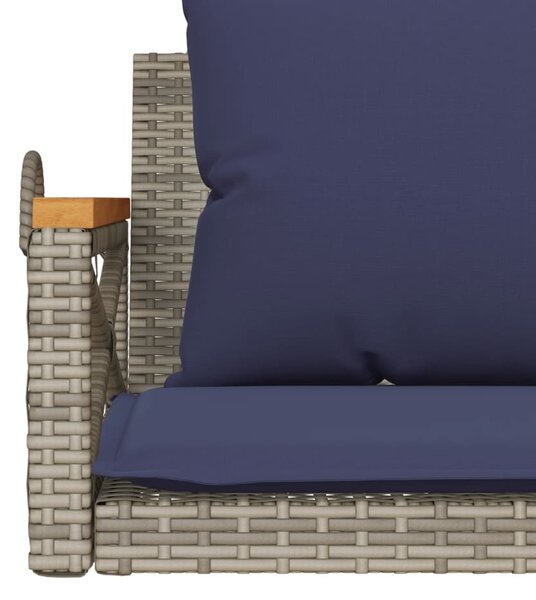 Szürke polyrattan hintapad párnákkal 109 x 62 x 40 cm