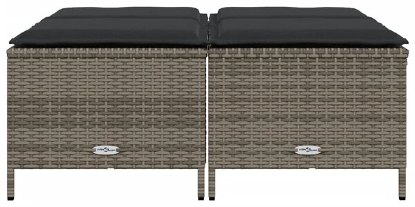 4 db szürke polyrattan kerti szék párnákkal