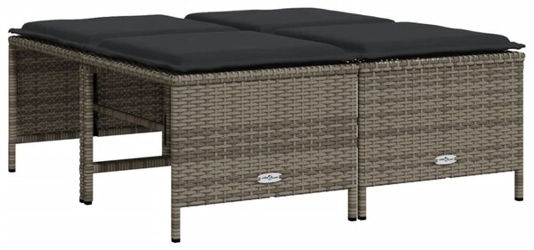 4 db szürke polyrattan kerti szék párnákkal