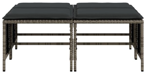 4 db szürke polyrattan kerti szék párnákkal