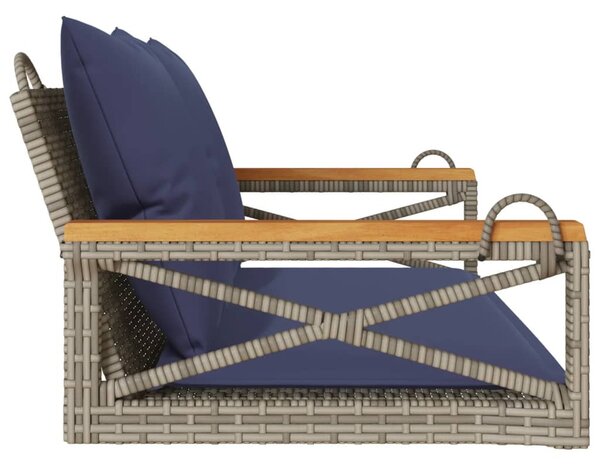 Szürke polyrattan hintapad párnákkal 109 x 62 x 40 cm