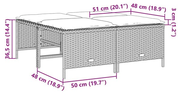 4 db bézs polyrattan kerti szék párnákkal