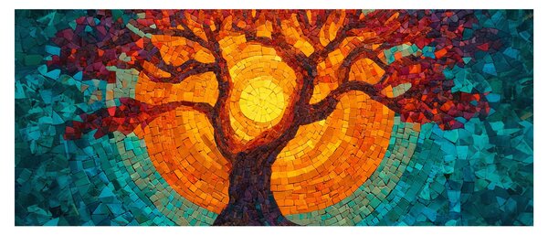 Kép - Az élet fája és a nap mozaikban (120x50 cm)