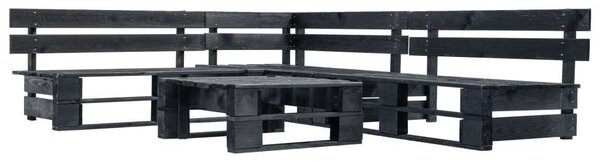 Fenyőfa Kerti Ülőgarnitúra - 4-részes - Fekete - 220x176x55cm